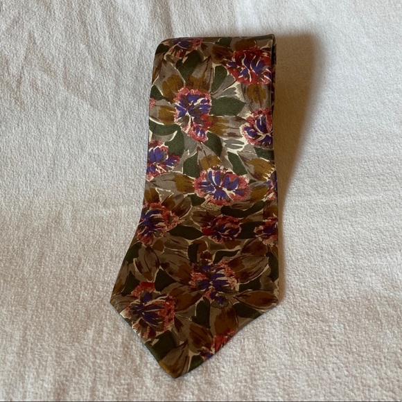 Viaggio Neck Tie Floral Spring Style 100% Silk One Size EUC - Picture 1 of 5
